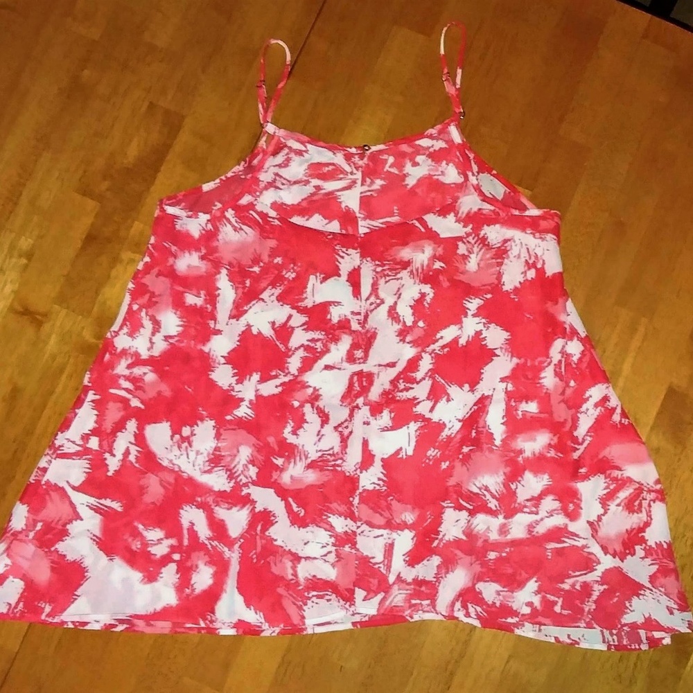 Coral and white flowy top